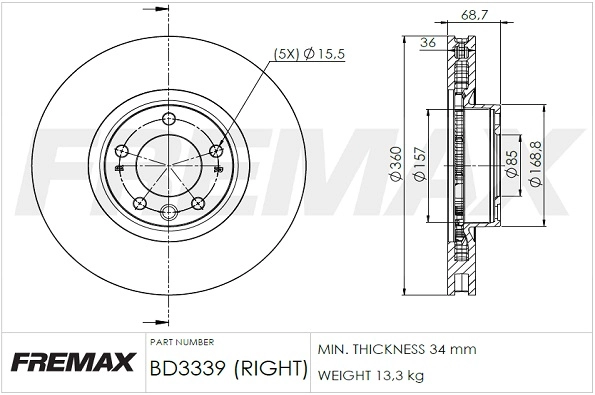 Тормозной диск FREMAX BD-3339