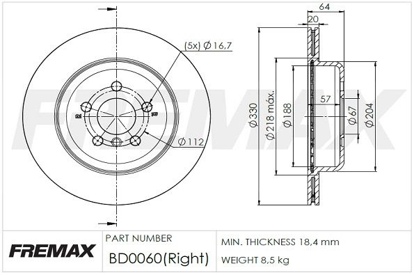 Тормозной диск FREMAX BD-0060