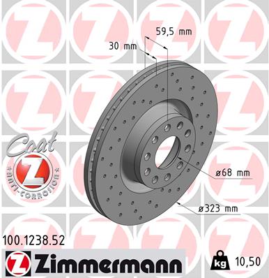 Тормозной диск ZIMMERMANN 100.1238.52