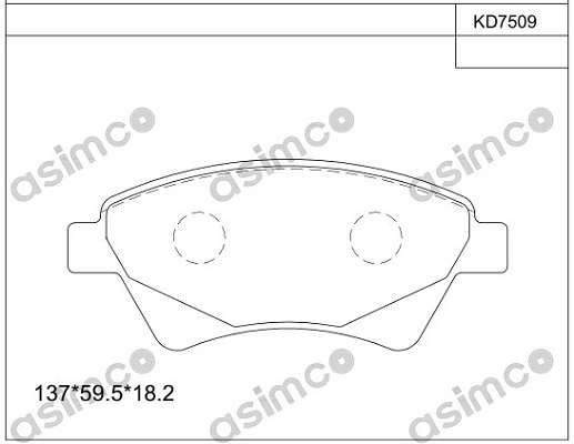 Комплект тормозных колодок дисковый тормоз ASIMCO KD7509