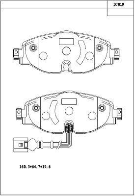 Комплект тормозных колодок дисковый тормоз ASIMCO KD7019