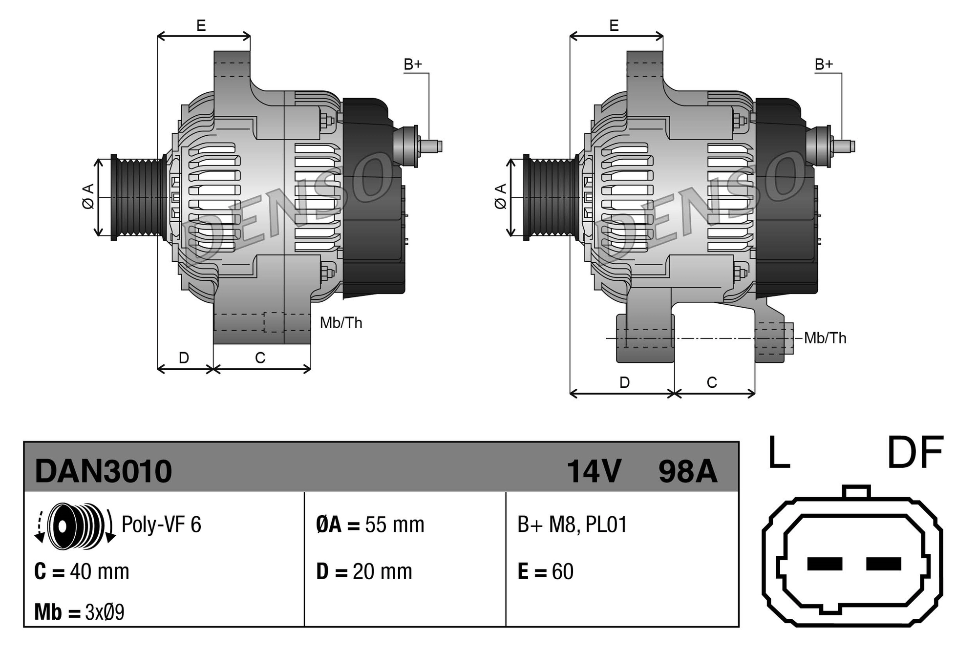 Генератор DENSO DAN3010