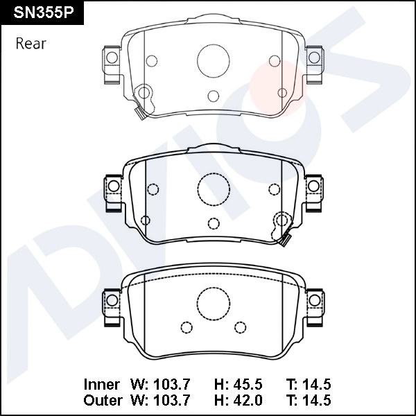 Комплект тормозных колодок дисковый тормоз ADVICS SN355P