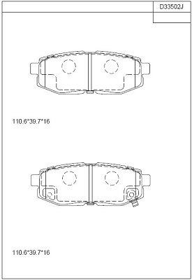 Комплект тормозных колодок дисковый тормоз ASIMCO KD33502