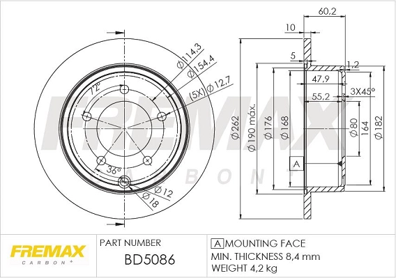 Тормозной диск FREMAX BD-5086