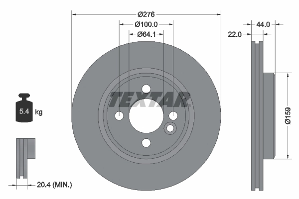 Тормозной диск TEXTAR 92262403
