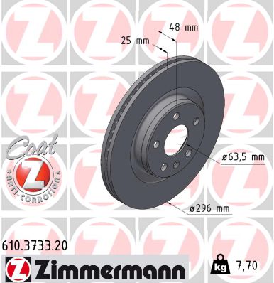 Тормозной диск ZIMMERMANN 610.3733.20