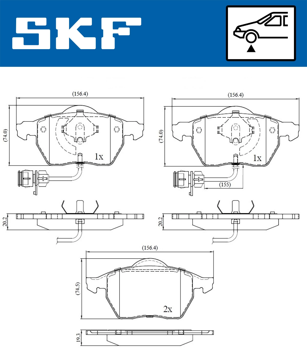 Комплект тормозных колодок дисковый тормоз SKF VKBP 80113 E