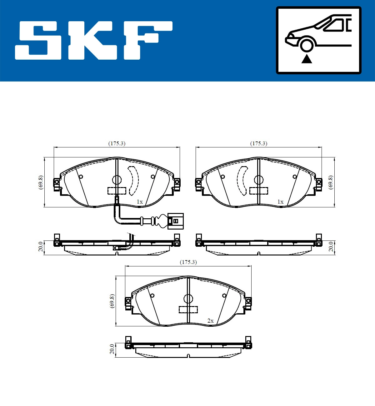 Комплект тормозных колодок дисковый тормоз SKF VKBP 80179 E