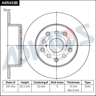 Тормозной диск ADVICS A6R432B