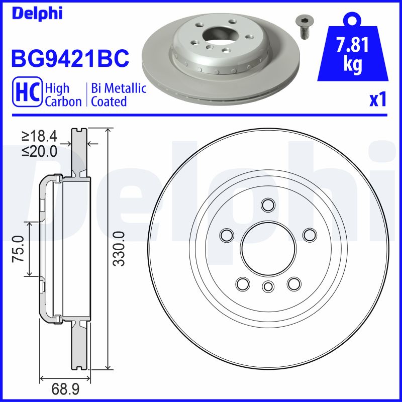 Тормозной диск DELPHI BG9421BC