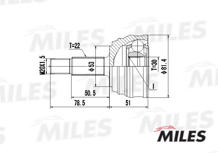 Шарнирный комплект приводной вал MILES GA20514