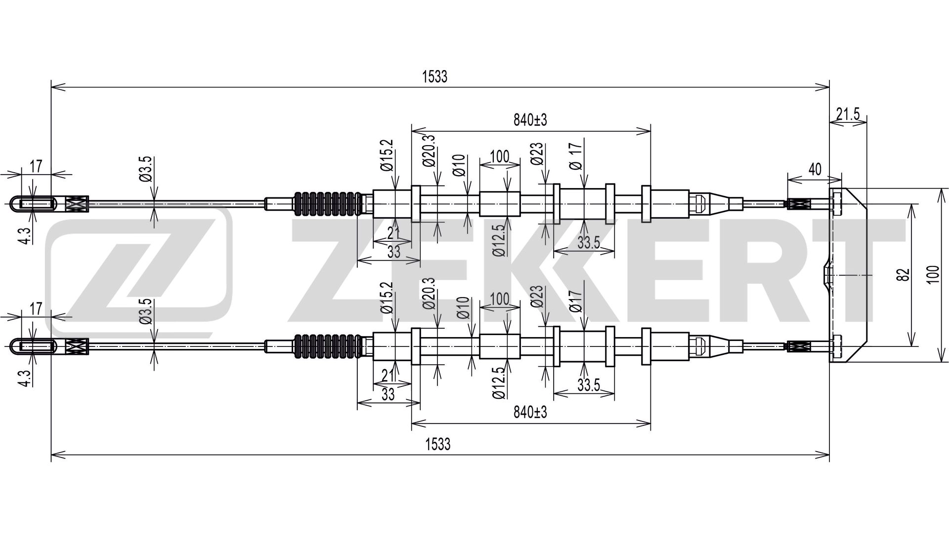 Тросик cтояночный тормоз ZEKKERT BZ1310