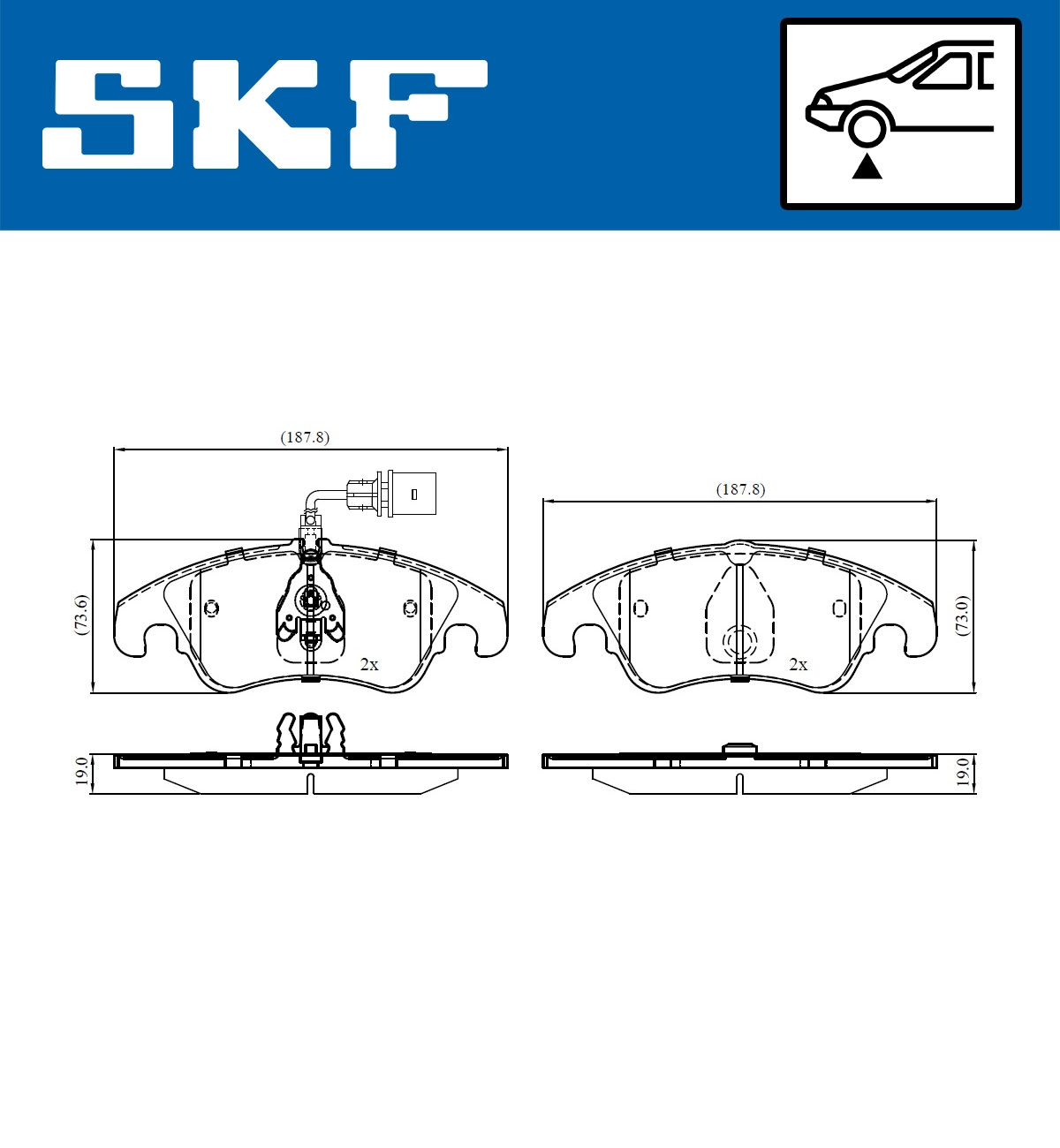 Комплект тормозных колодок дисковый тормоз SKF VKBP 80053 E