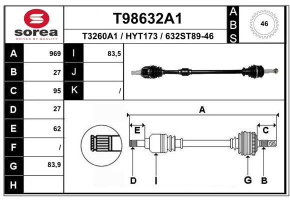 Приводной вал EAI T98632A1
