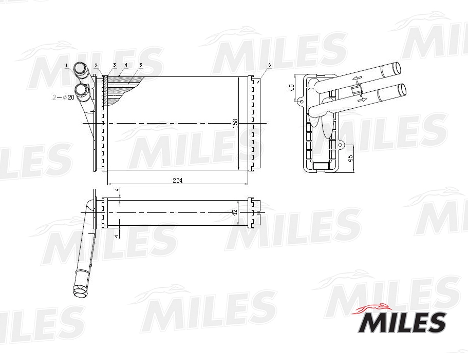 Теплообменник отопление салона MILES ACHM003