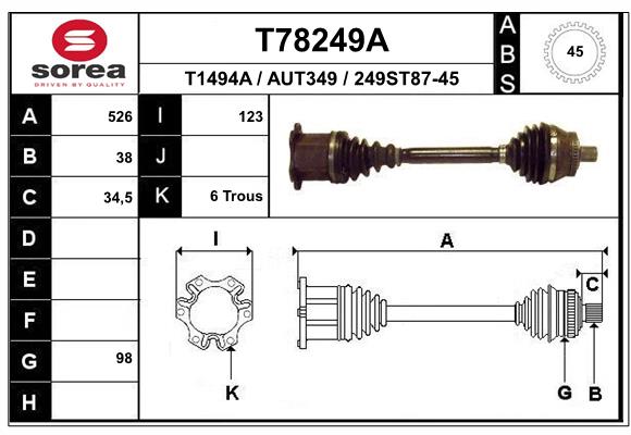 Приводной вал EAI T78249A