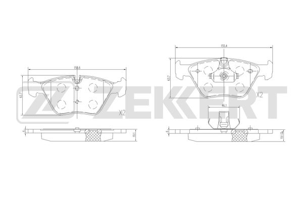 Комплект тормозных колодок дисковый тормоз ZEKKERT BS-1370
