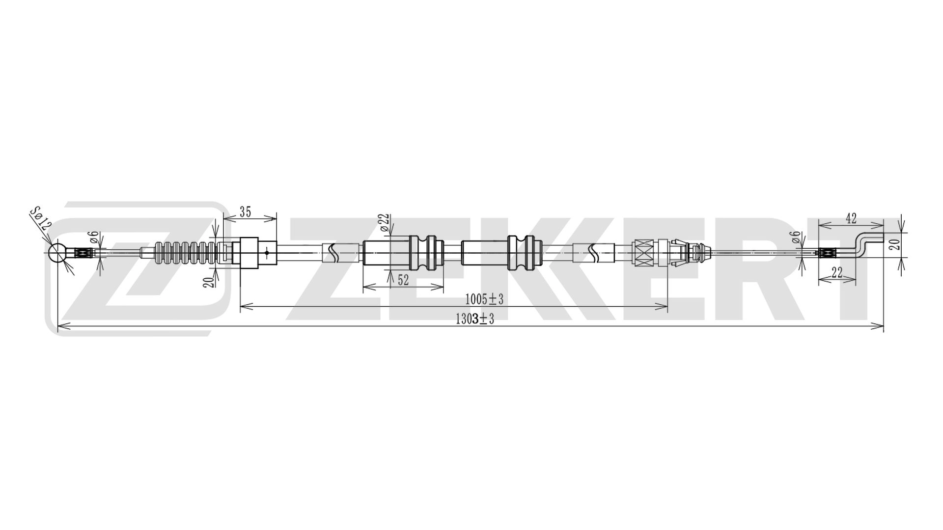 Тросик cтояночный тормоз ZEKKERT BZ-1083