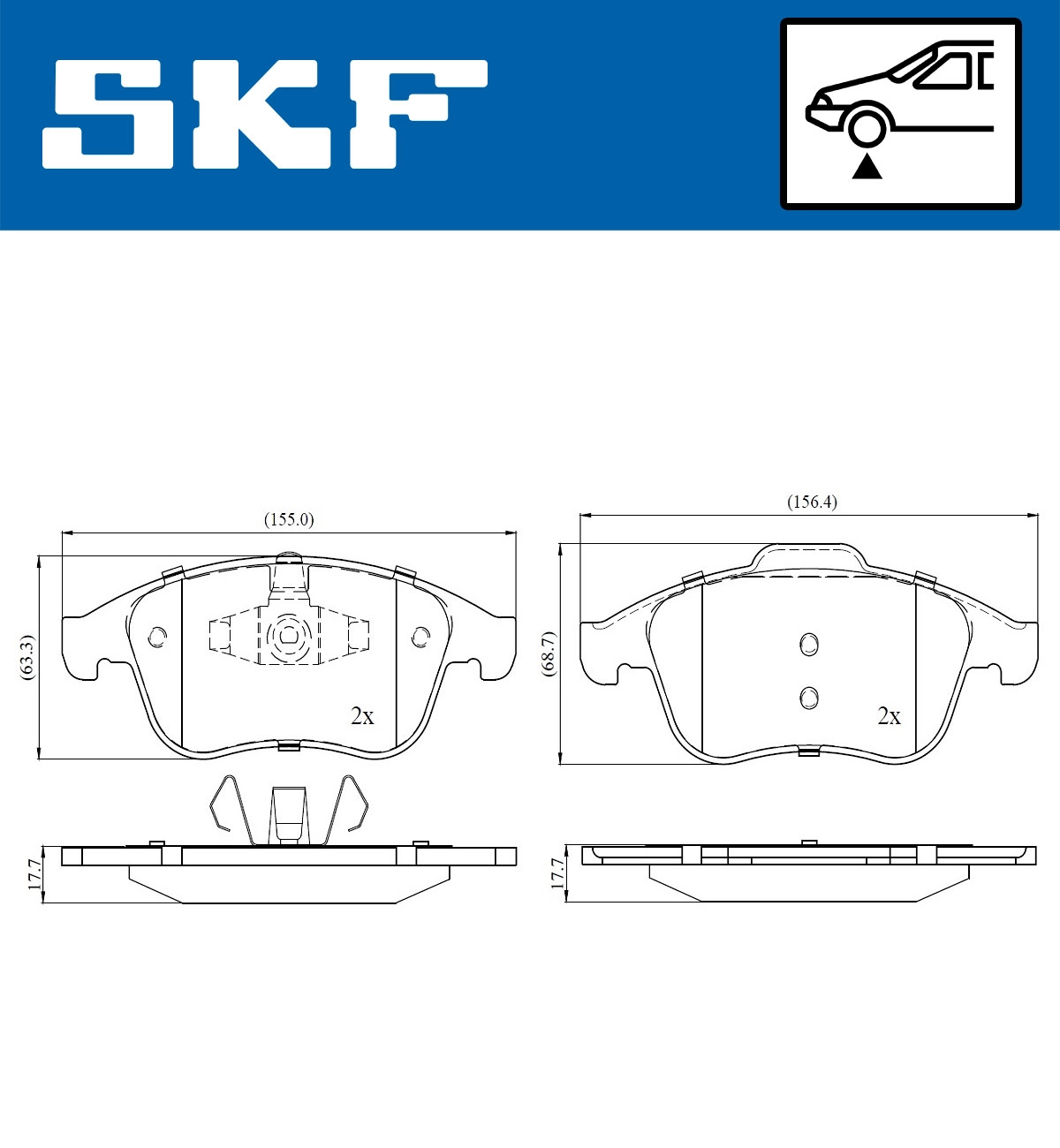 Комплект тормозных колодок дисковый тормоз SKF VKBP 80063