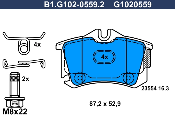 Комплект тормозных колодок дисковый тормоз GALFER B1.G102-0559.2