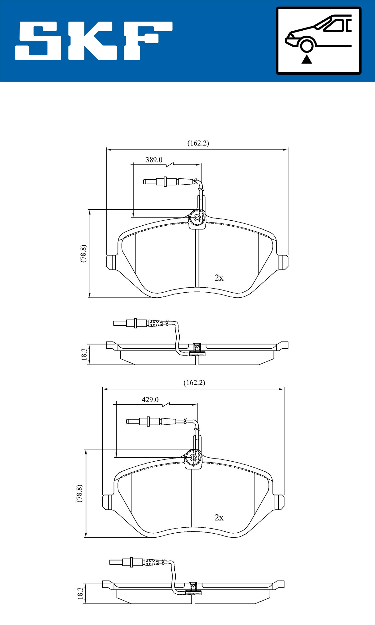 Комплект тормозных колодок дисковый тормоз SKF VKBP 80519 E