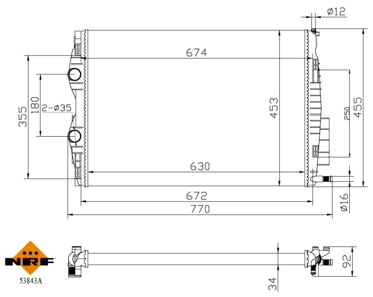Радиатор охлаждение двигателя NRF 53843A