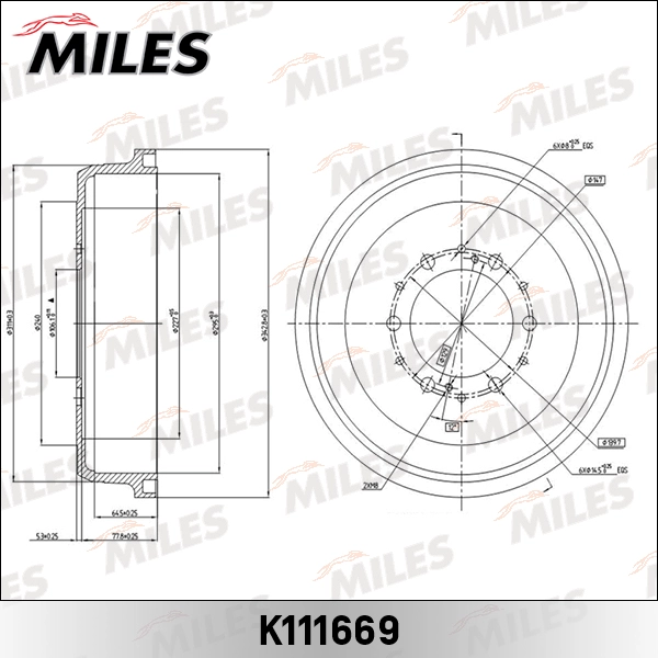 Тормозной барабан MILES K111669