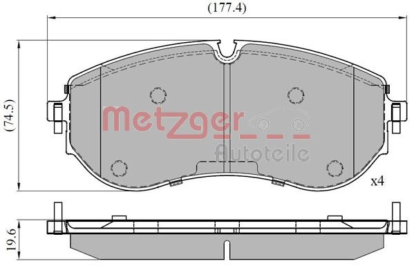 Комплект тормозных колодок дисковый тормоз METZGER 1170898