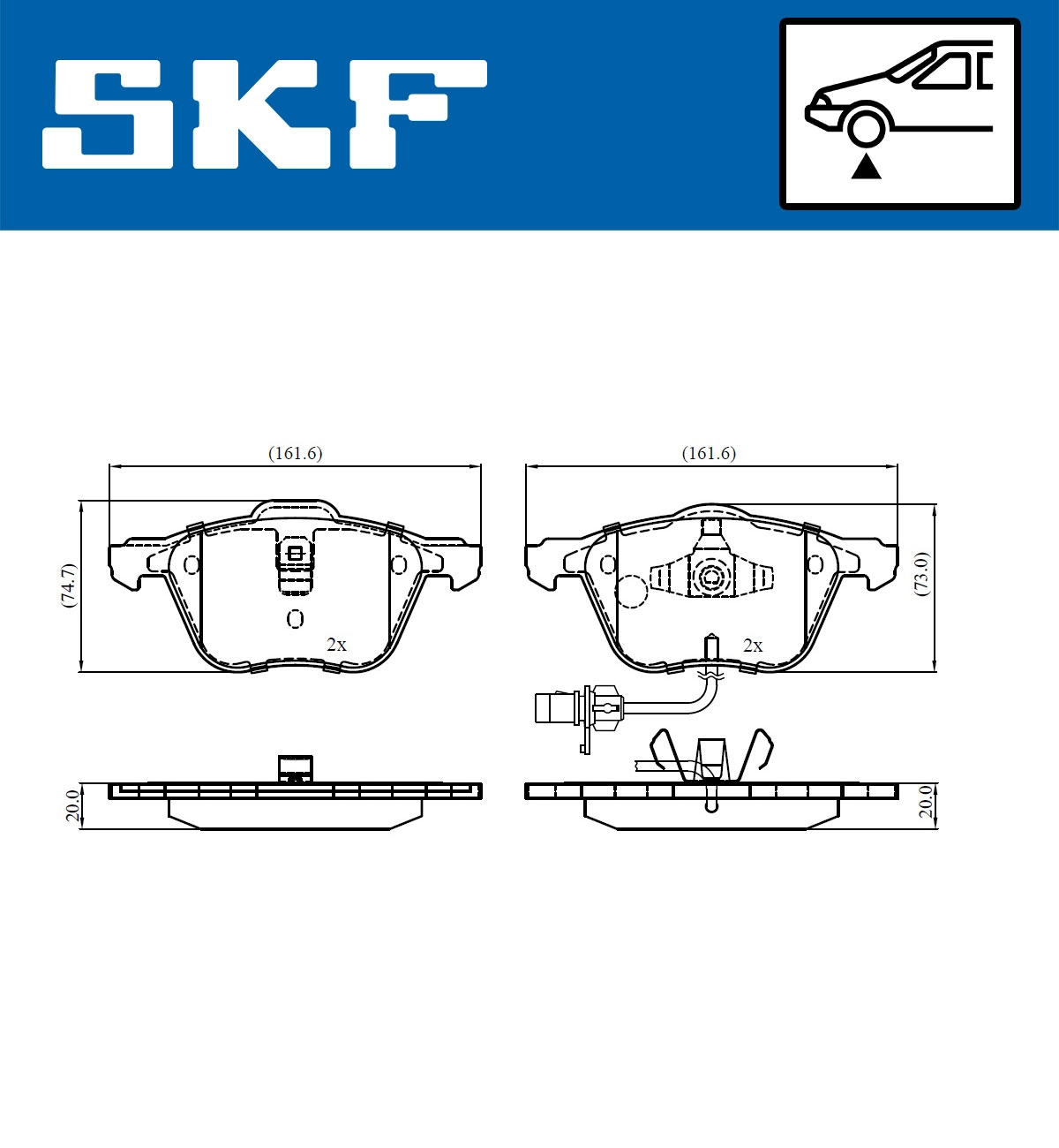 Комплект тормозных колодок дисковый тормоз SKF VKBP 81035 E
