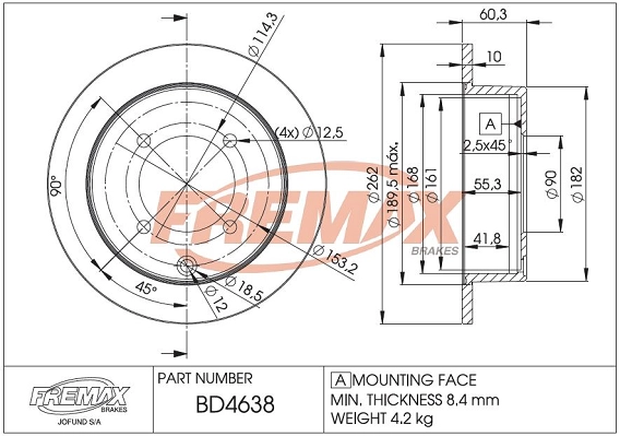 Тормозной диск FREMAX BD-4638