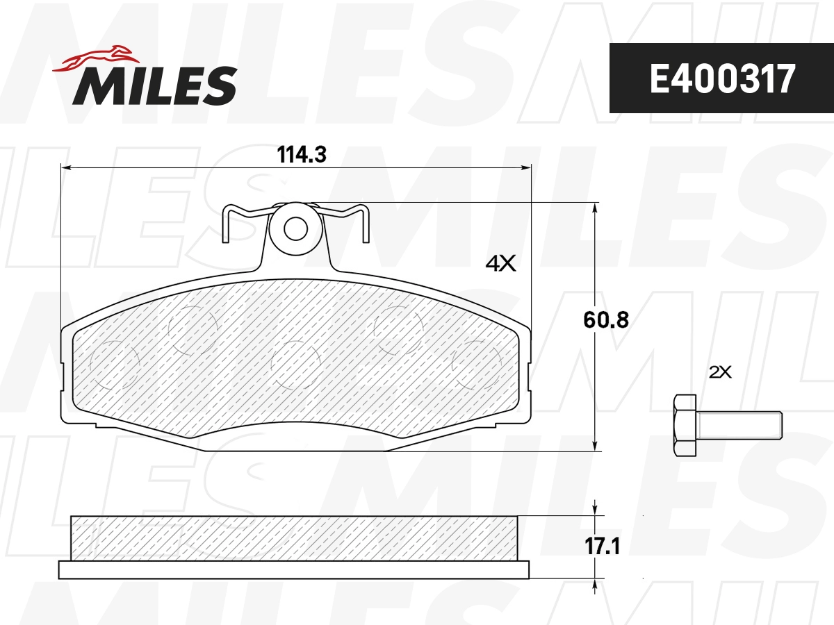 Комплект тормозных колодок дисковый тормоз MILES E400317
