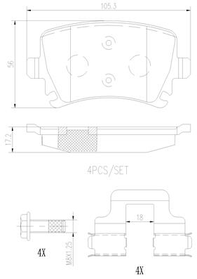 Комплект тормозных колодок дисковый тормоз BREMBO P85073N