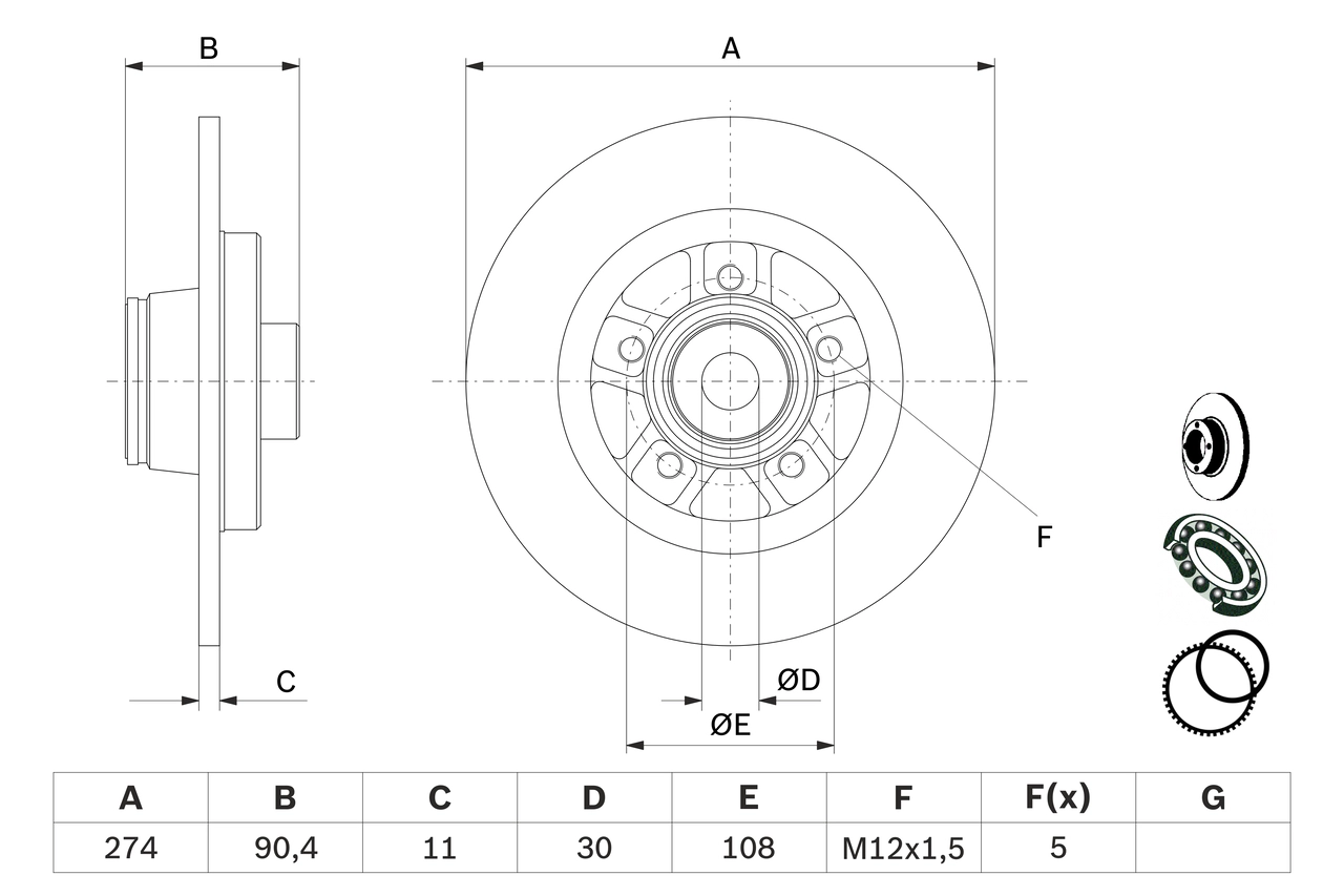 Тормозной диск BOSCH 0 986 479 F30