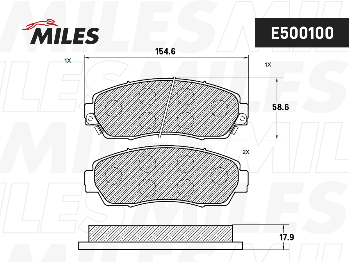 Комплект тормозных колодок дисковый тормоз MILES E500100