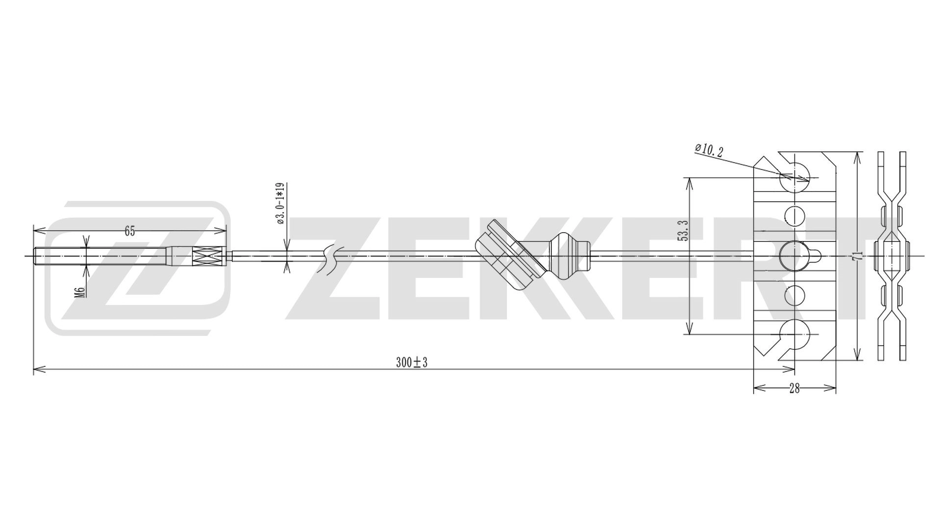 Тросик cтояночный тормоз ZEKKERT BZ-1002