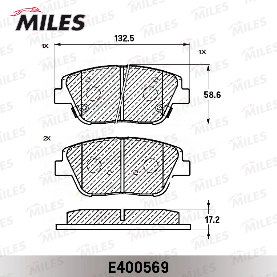 Комплект тормозных колодок дисковый тормоз MILES E400569