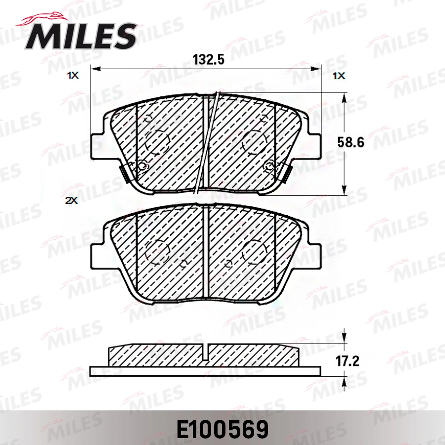 Комплект тормозных колодок дисковый тормоз MILES E100569