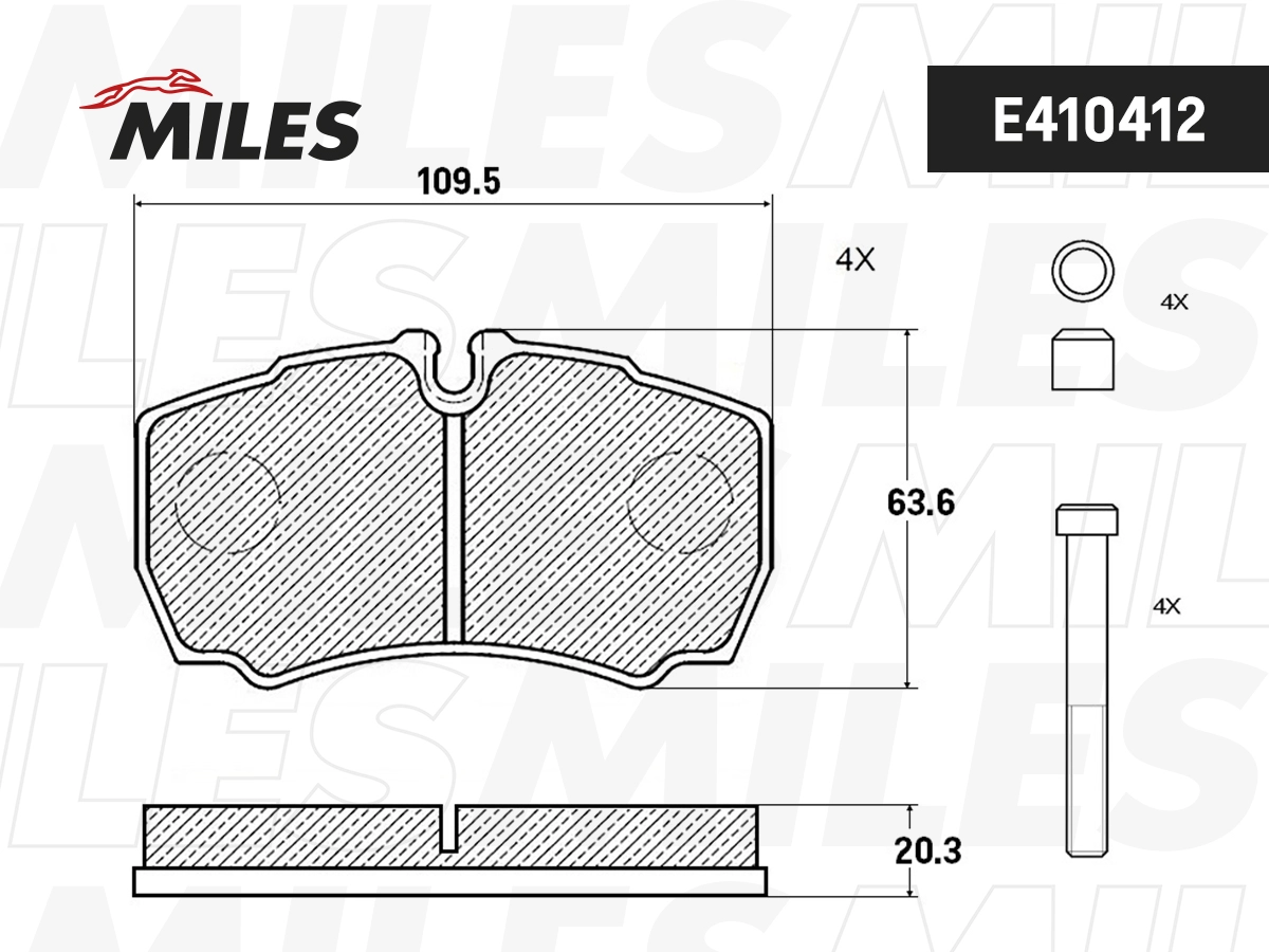 Комплект тормозных колодок дисковый тормоз MILES E410412