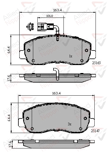 Комплект тормозных колодок дисковый тормоз ALLIED NIPPON ADB12106