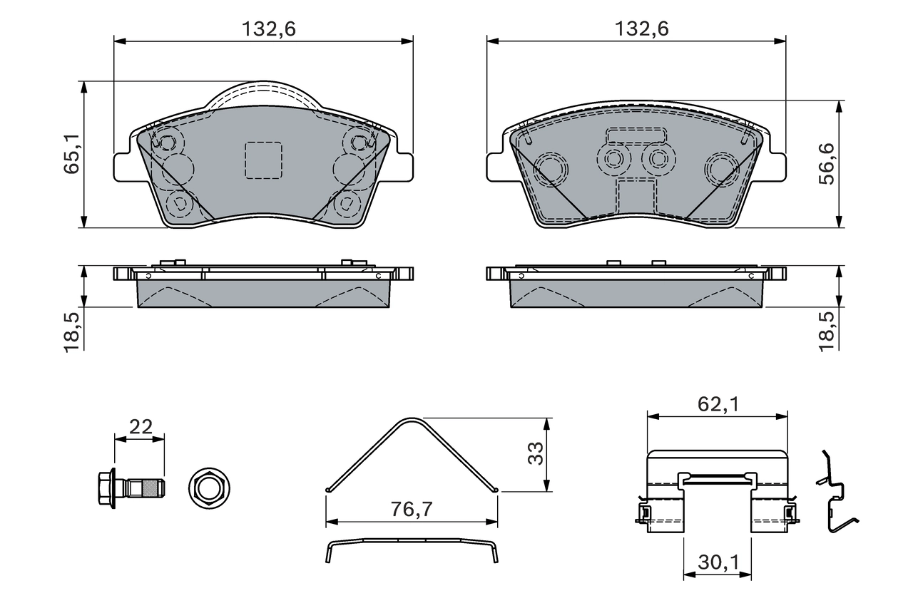 Комплект тормозных колодок дисковый тормоз BOSCH 0 986 460 141