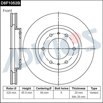 Тормозной диск ADVICS D6F1052B
