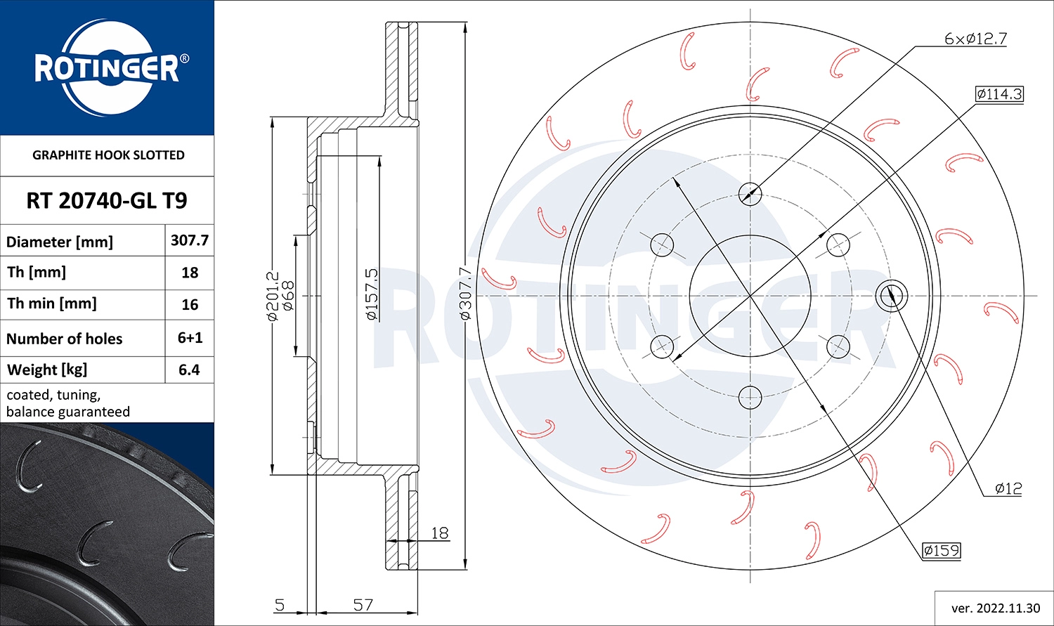 Тормозной диск ROTINGER RT 20740-GL T9