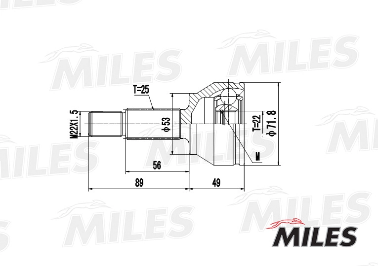 Шарнирный комплект приводной вал MILES GA20102