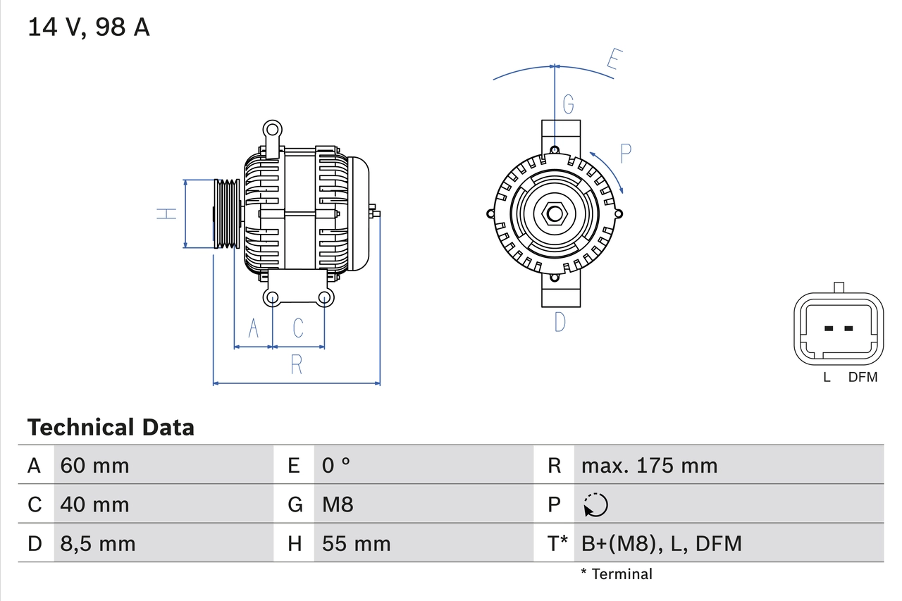Генератор BOSCH 0 986 041 850