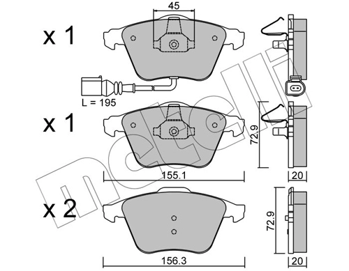 Комплект тормозных колодок дисковый тормоз METELLI 22-0549-4