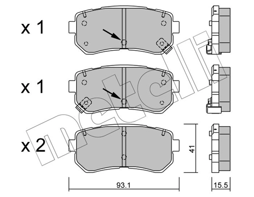 Комплект тормозных колодок дисковый тормоз METELLI 22-0725-1