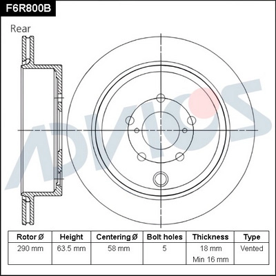 Тормозной диск ADVICS F6R800B