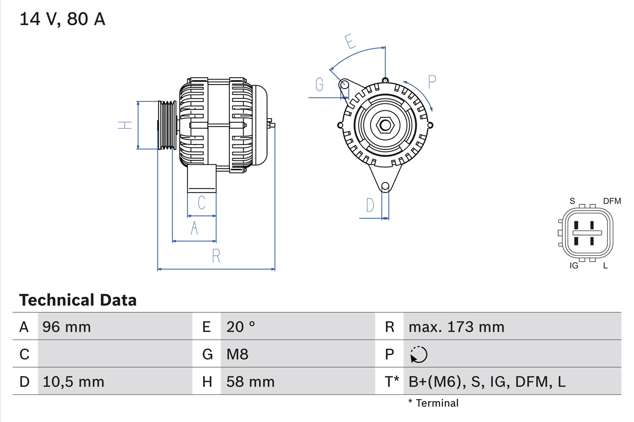 Генератор BOSCH 0 986 082 040