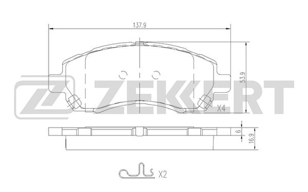 Комплект тормозных колодок дисковый тормоз ZEKKERT BS-2134